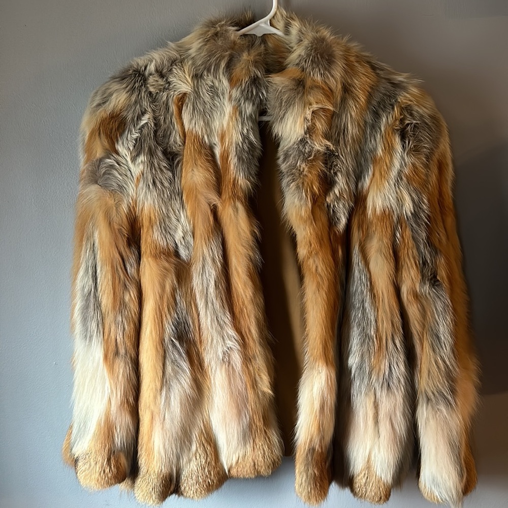 Vintage Women’s Real Red Fox Fur Coat Beautiful Multi Color Soft Size Medium